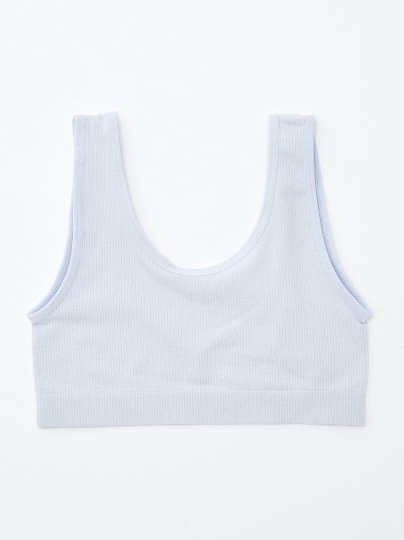 Lot de 2 brassières en maille côtelée Bleu/rose - Kiabi