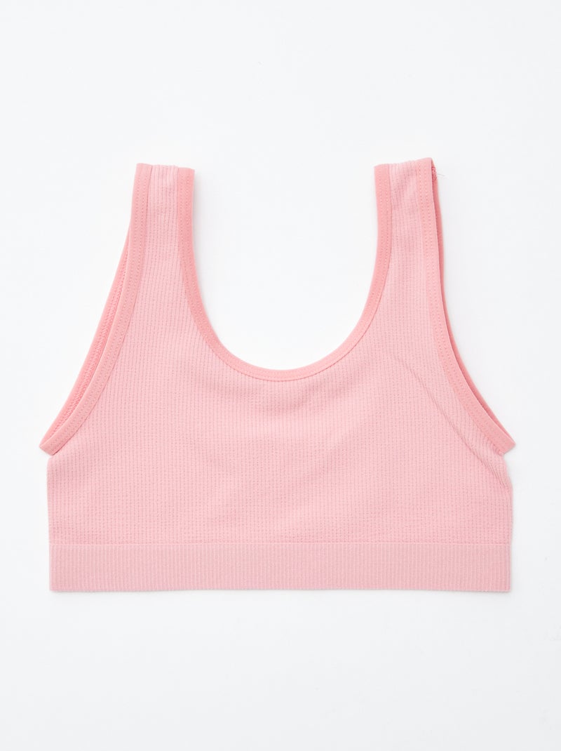 Lot de 2 brassières en maille côtelée Bleu/rose - Kiabi