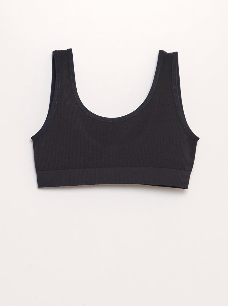 Lot de 2 brassières en maille côtelée Noir/blanc - Kiabi