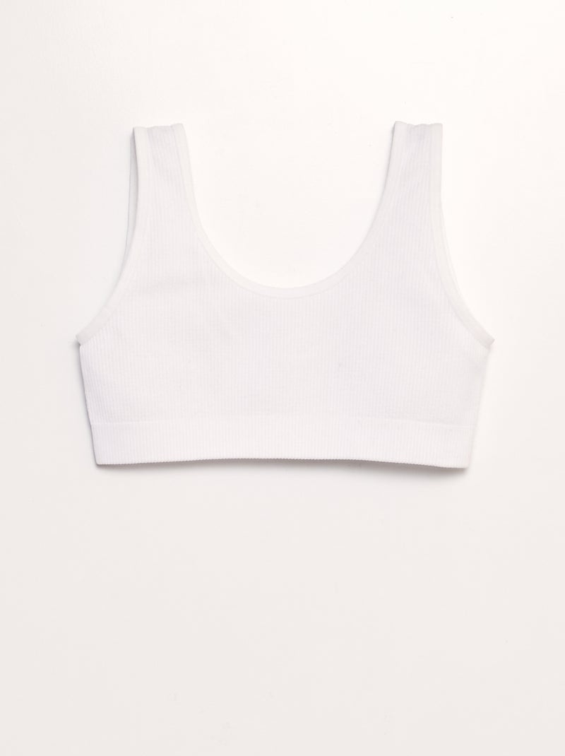 Lot de 2 brassières en maille côtelée Noir/blanc - Kiabi