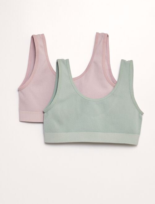 Lot de 2 brassières en maille côtelée - Kiabi