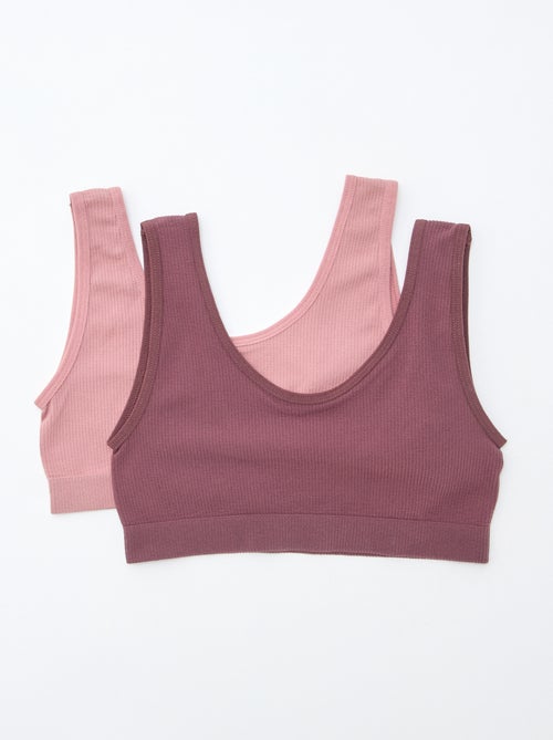 Lot de 2 brassières en maille côtelée unie - Kiabi