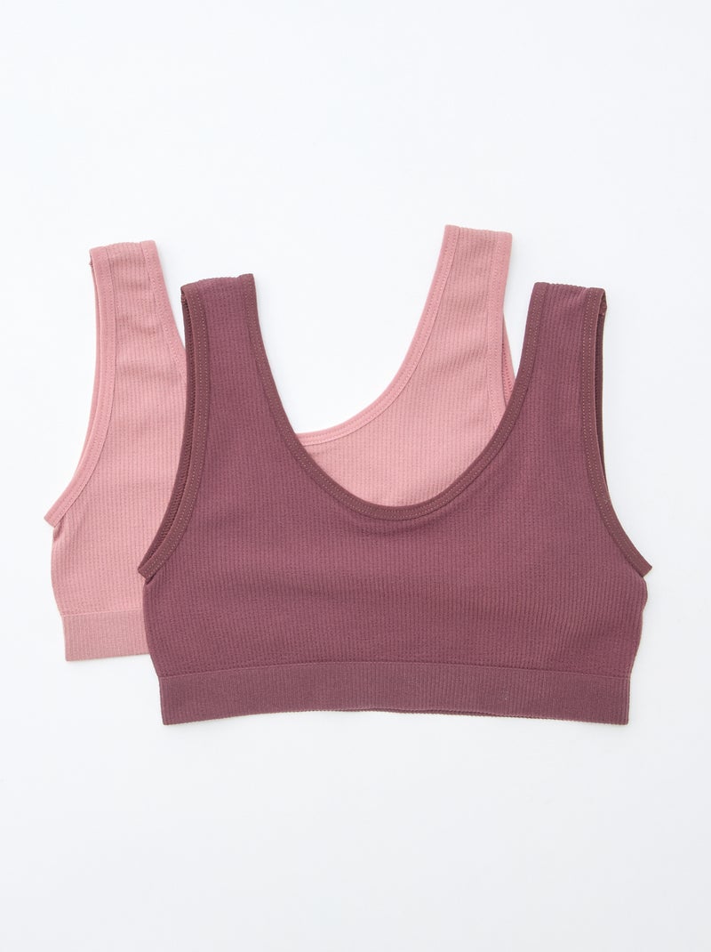 Lot de 2 brassières en maille côtelée unie Rose - Kiabi