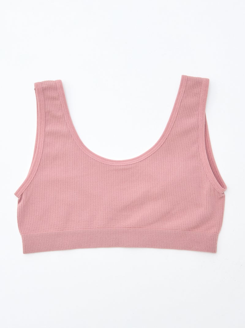 Lot de 2 brassières en maille côtelée unie Rose - Kiabi