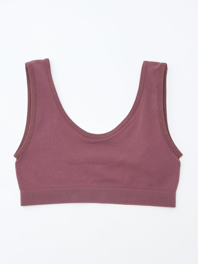 Lot de 2 brassières en maille côtelée unie Rose - Kiabi