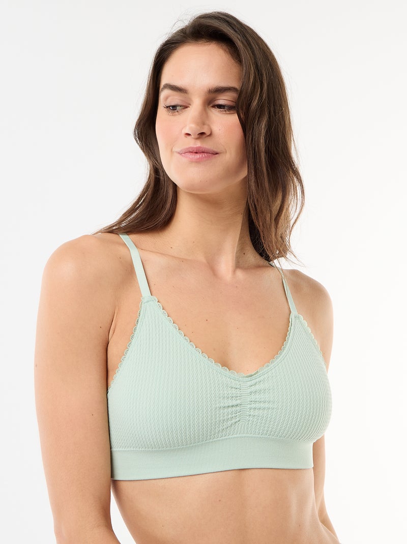 Lot de 2 brassières en maille reliefée Vert/rose - Kiabi