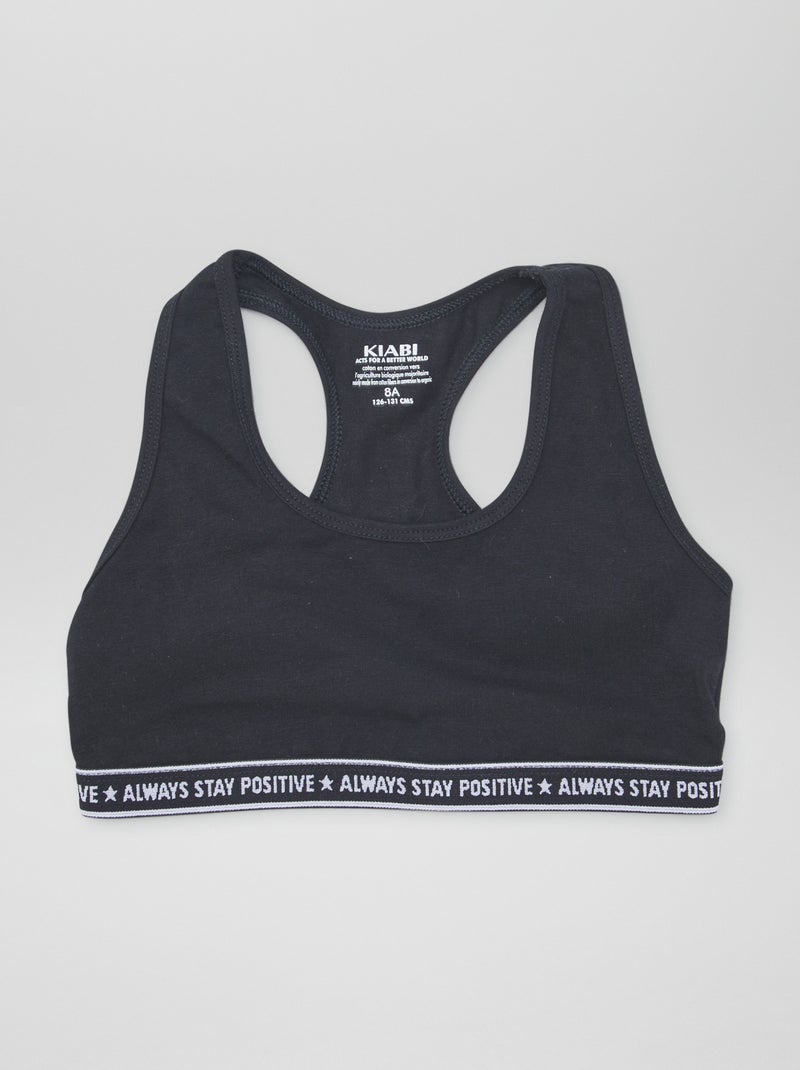 Lot de 2 brassières fille au style uni Noir/Blanc - Kiabi