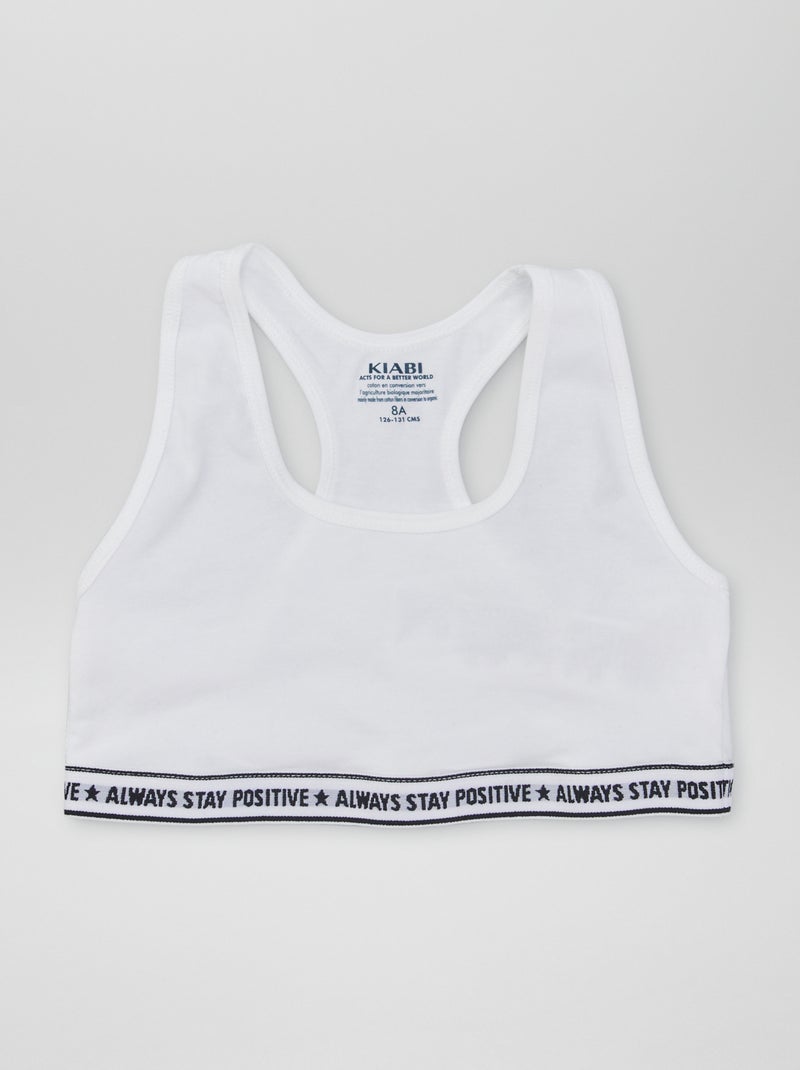 Lot de 2 brassières fille au style uni Noir/Blanc - Kiabi