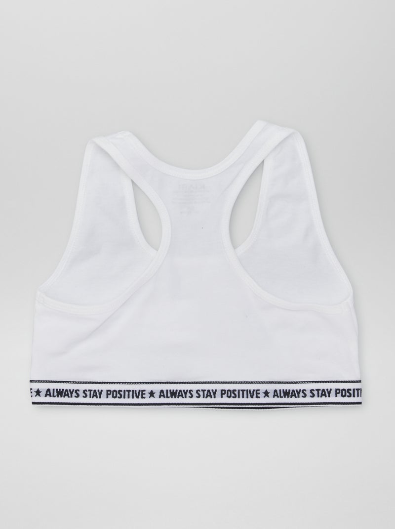 Lot de 2 brassières fille au style uni Noir/Blanc - Kiabi