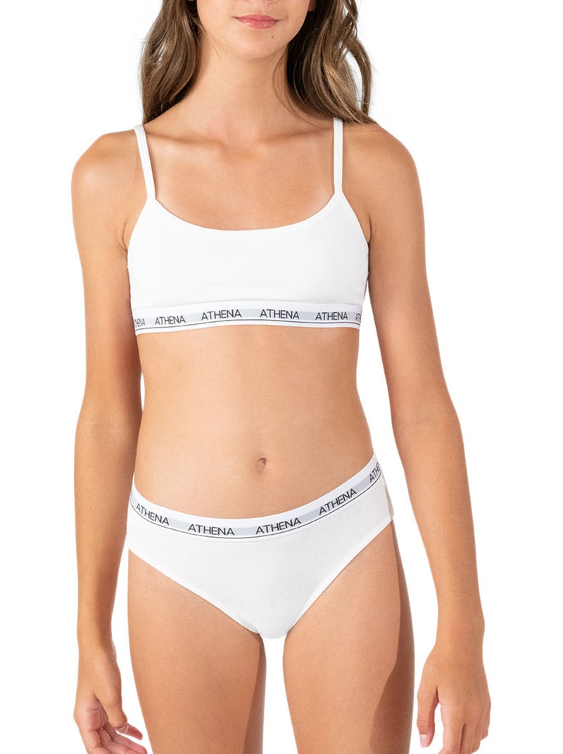 Lot de 2 brassières fille Coton Ultra Doux Athena Fille Blanc Gris - Kiabi