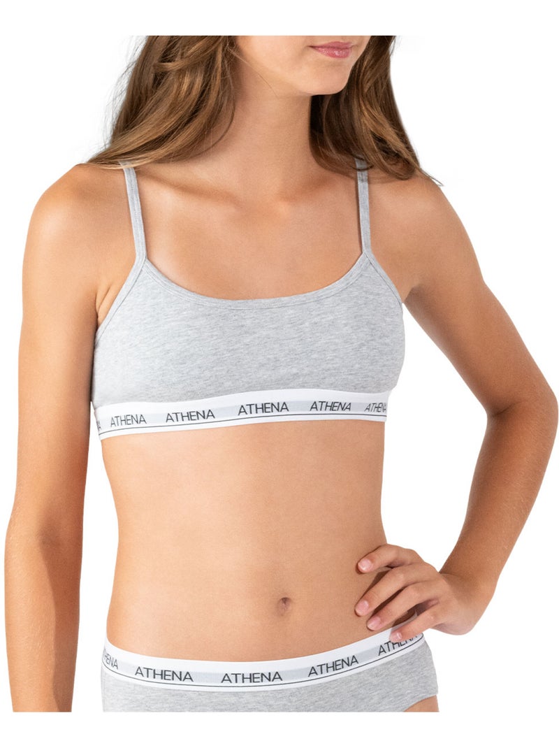 Lot de 2 brassières fille Coton Ultra Doux Athena Fille Blanc Gris - Kiabi