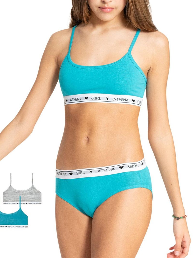 Lot de 2 brassières fille Coton Ultra Doux Athena Fille Bleu Gris - Kiabi