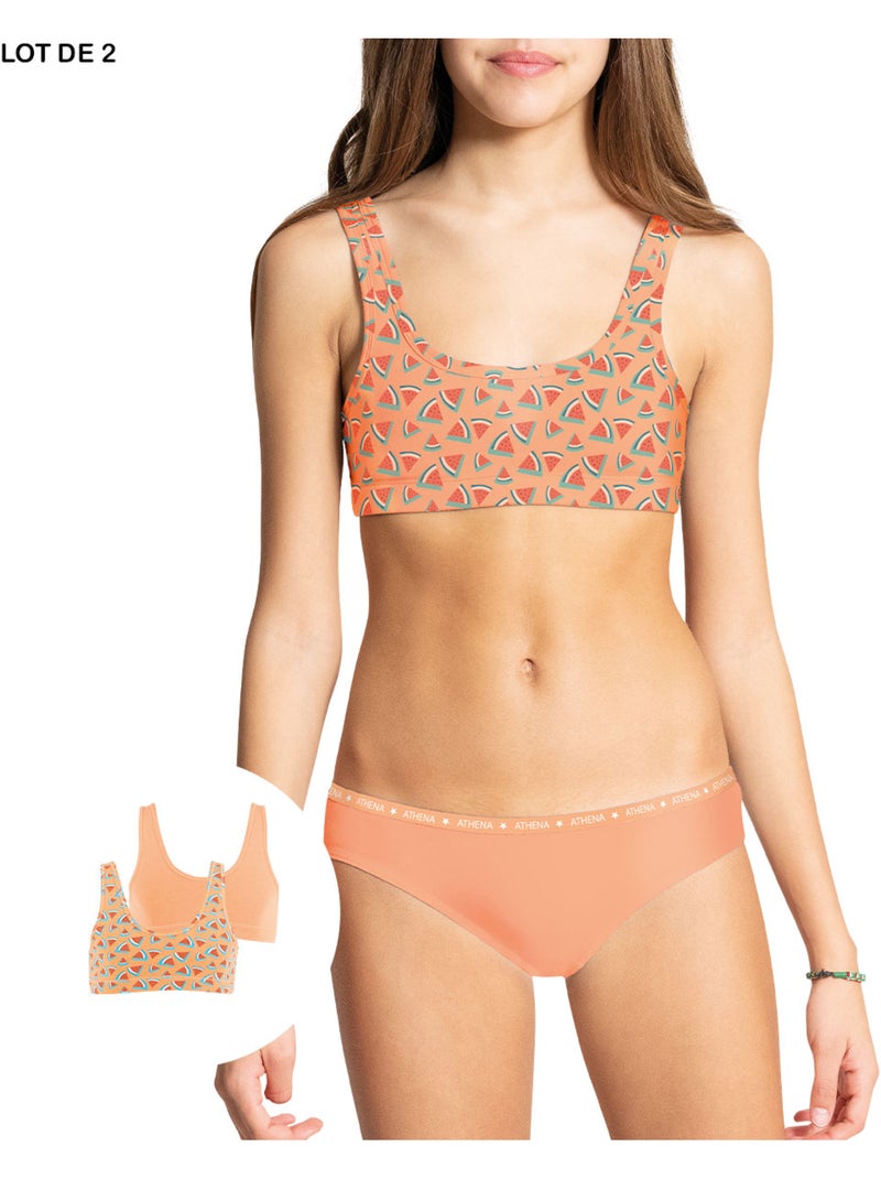Lot de 2 brassières fille ecopack girl mode athena fille Peche - Kiabi