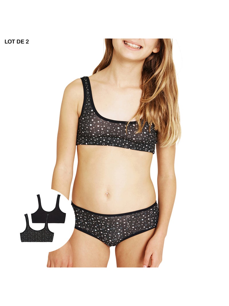 Lot de 2 brassières fille Ecopack Mode Girl by Athena Noir - Kiabi
