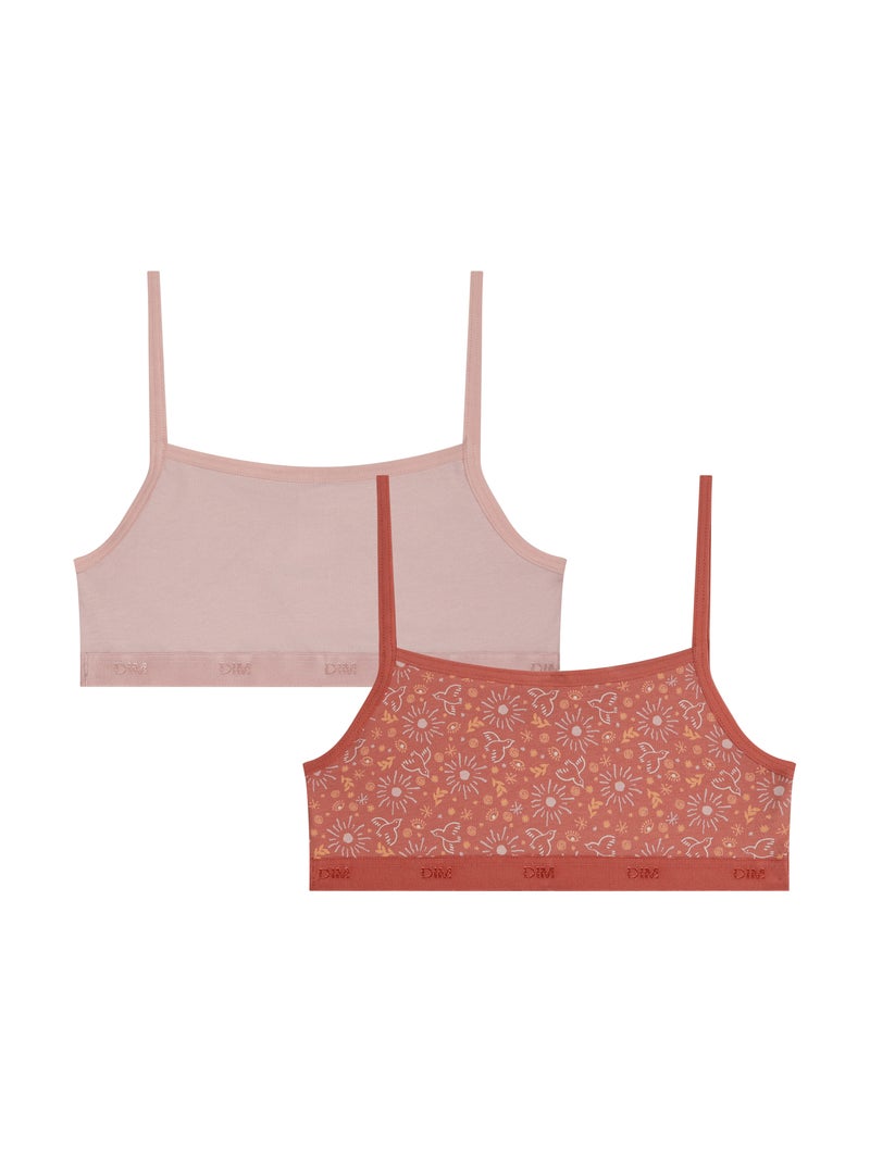 Lot de 2 Brassières fille Les Pockets Coton Kids Rose pâle - Kiabi