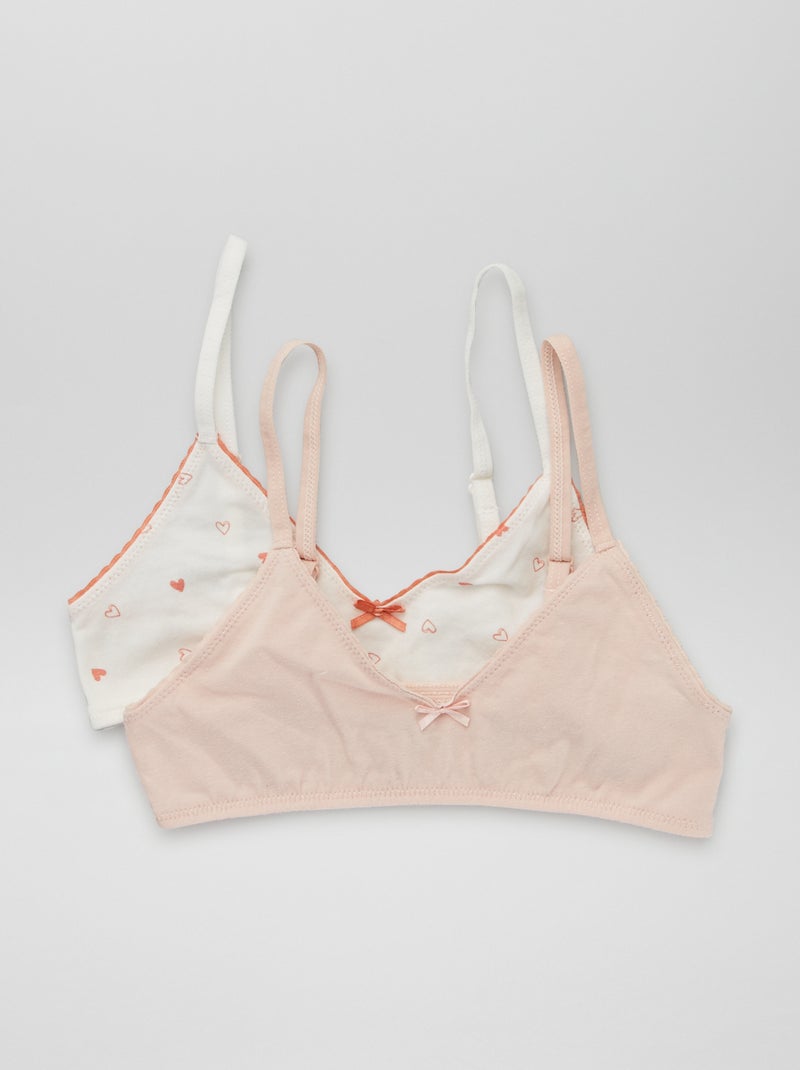 Lot de 2 brassières Rose/blanc - Kiabi