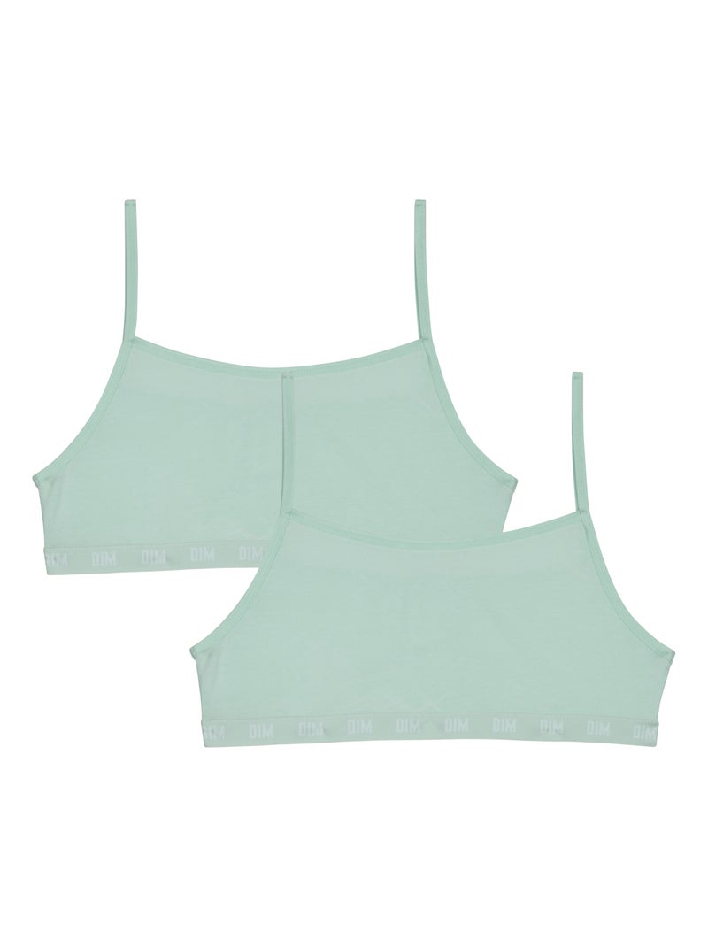 Lot de 2 brassières sans armature en coton bio Skin Care Vert - Kiabi