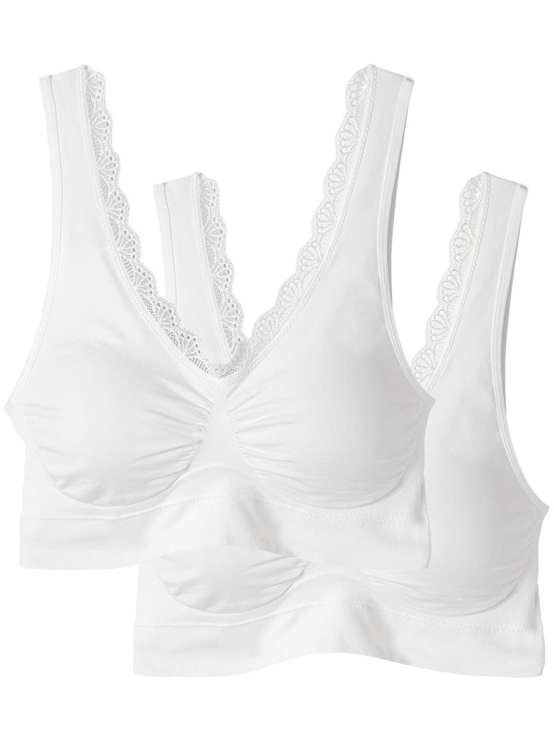 Lot de 2 brassières sans coutures - Damart Blanc - Kiabi