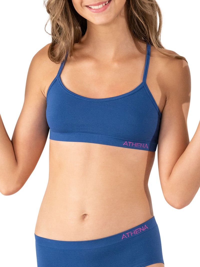 Lot de 2 brassières sans coutures fille Fashion Athena Bleu Bleu - Kiabi
