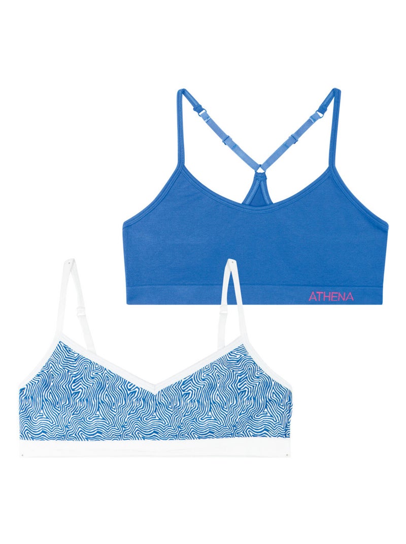 Lot de 2 brassières sans coutures fille Fashion Athena Bleu Bleu - Kiabi
