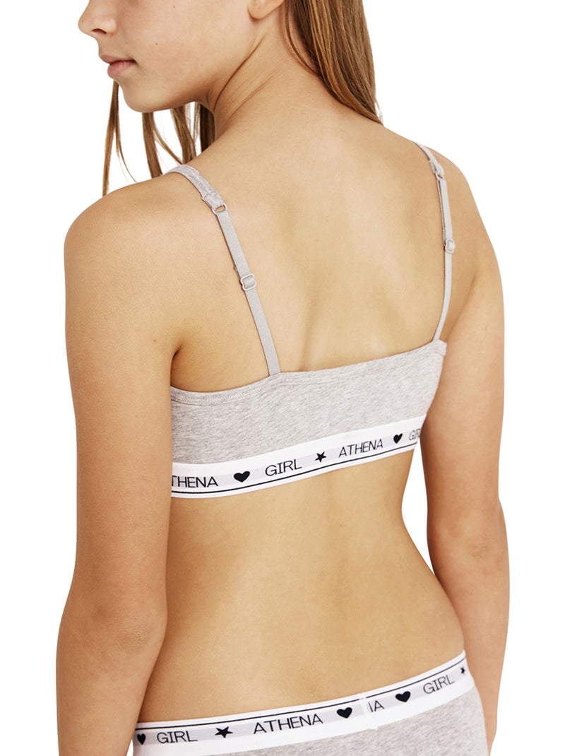 Lot de 2 brassi?res fille Coton Ultra Doux Athena Fille Blanc Gris - Kiabi