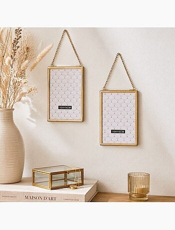 Lot de 2 cadres photo à suspendre design petit modèle GOLD HOME