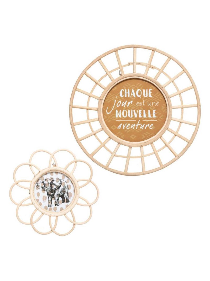 Lot de 2 cadres rotin Beige - Kiabi