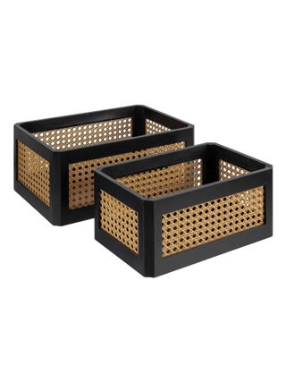 Lot de 2 cagettes en cannage