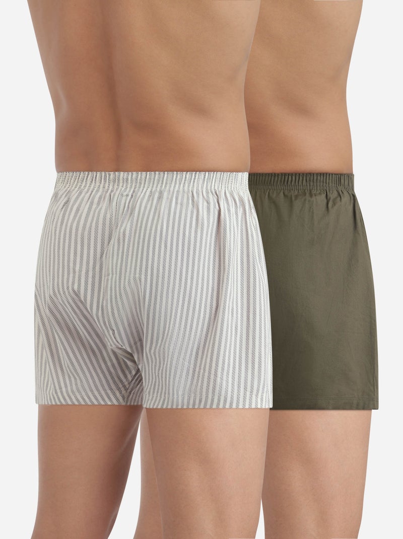 Lot de 2 Caleçons Coton Stretch Kaki - Kiabi