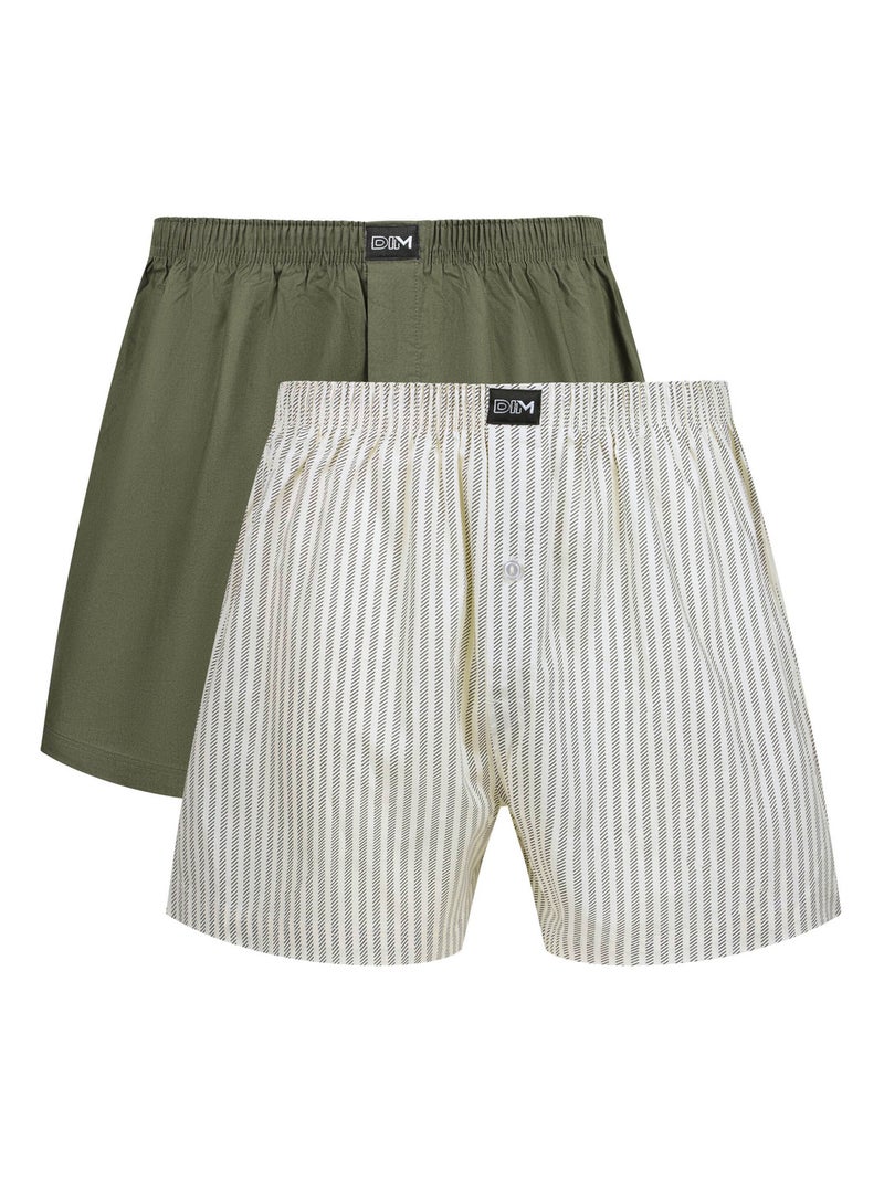 Lot de 2 Caleçons Coton Stretch Kaki - Kiabi