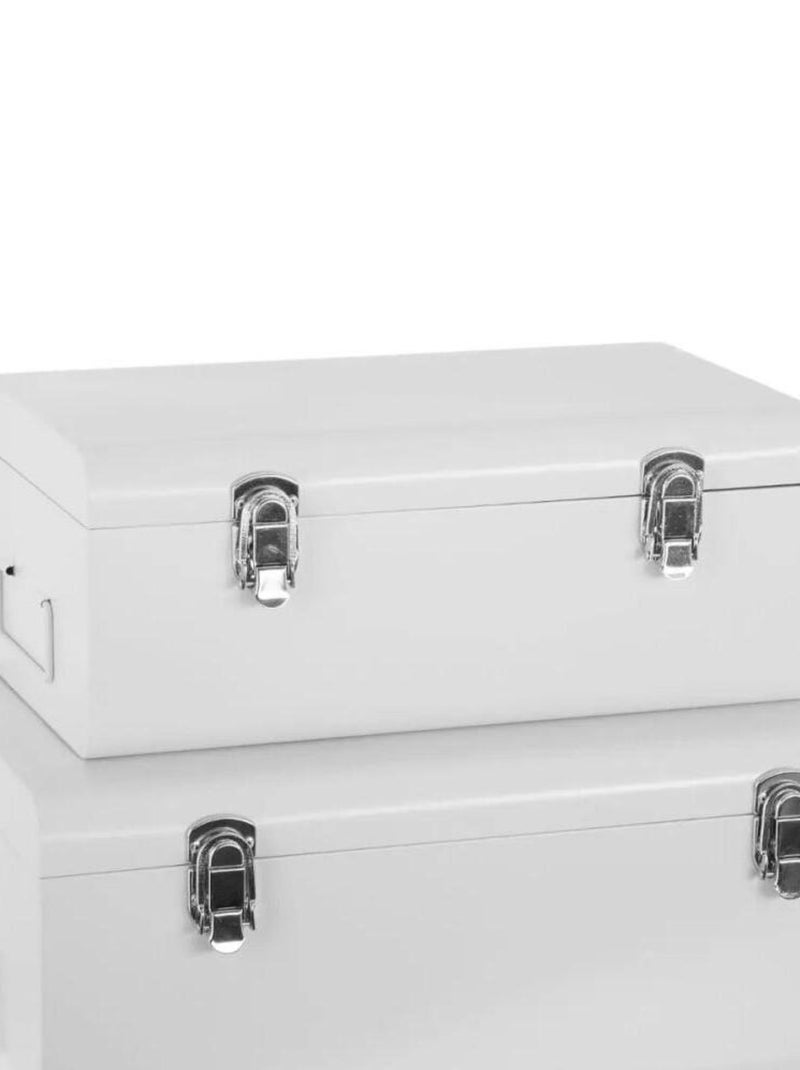 Lot de 2 cantines métal blanc forme valise Blanc - Kiabi