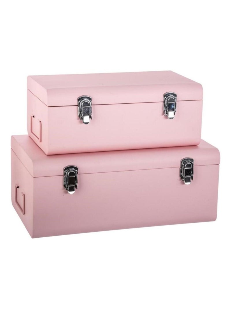 Lot de 2 cantines métal rose forme valise Rose - Kiabi