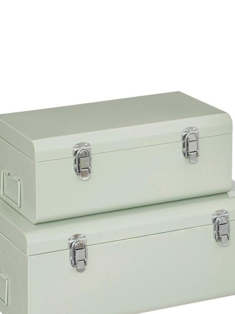 Lot de 2 cantines métal vert forme valise Vert - Kiabi