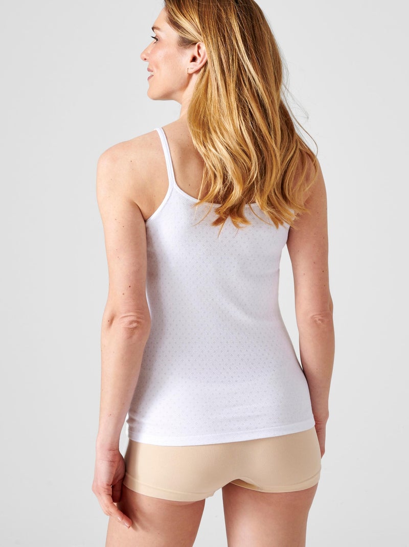 Lot de 2 caracos Essential maille jacquard ajourée - Damart Blanc - Kiabi