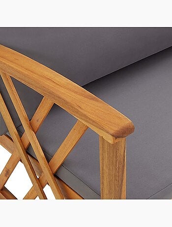Lot de 2 chaises de jardin en bois avec coussins
