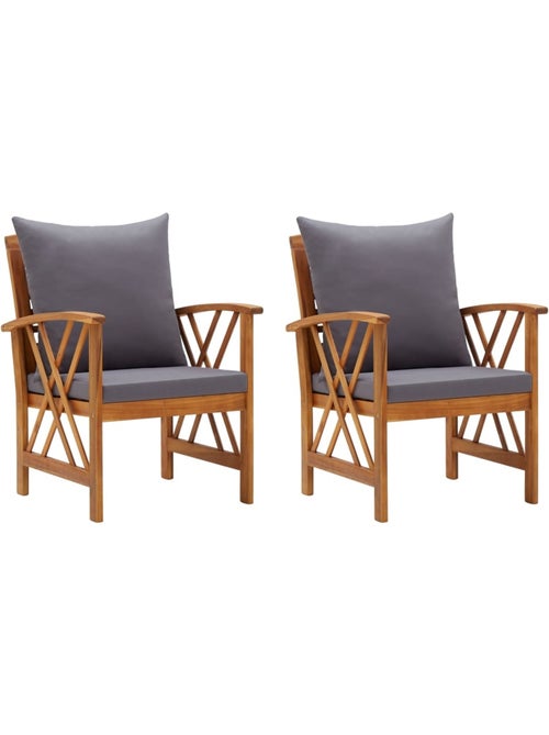 Lot de 2 chaises de jardin en bois avec coussins - Kiabi Lot de 2 chaises de jardin en bois avec coussins - Kiabi