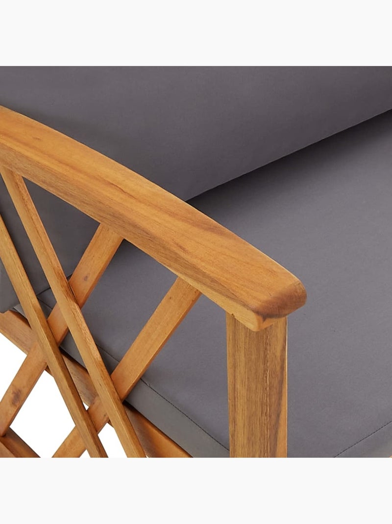 Lot de 2 chaises de jardin en bois avec coussins Gris - Kiabi