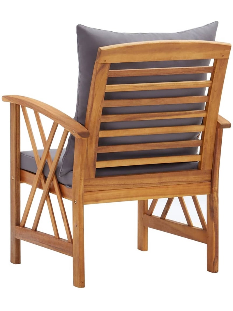 Lot de 2 chaises de jardin en bois avec coussins Gris - Kiabi