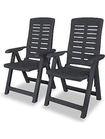 Lot de 2 chaises de jardin inclinables pliables