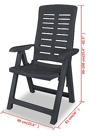 Lot de 2 chaises de jardin inclinables pliables