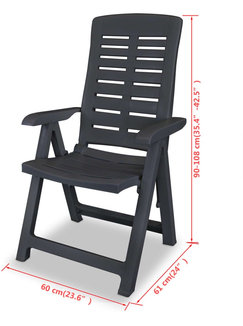 Lot de 2 chaises de jardin inclinables pliables gris anthracite - Kiabi