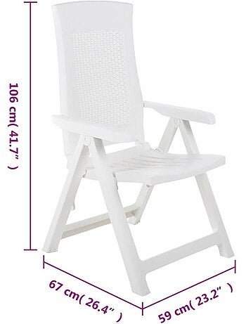 Lot de 2 chaises de jardin inclinables pliantes