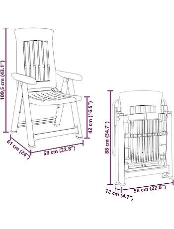 Lot de 2 chaises de jardin inclinables pliantes