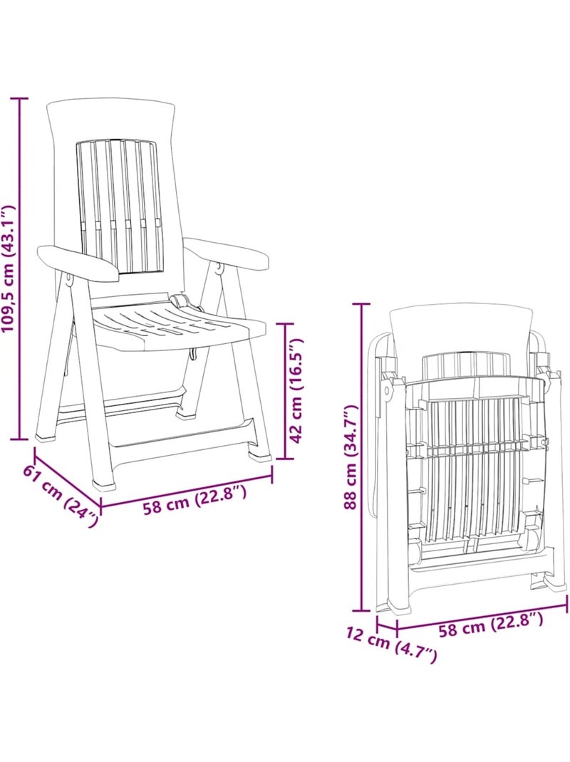 Lot de 2 chaises de jardin inclinables pliantes Blanc - Kiabi