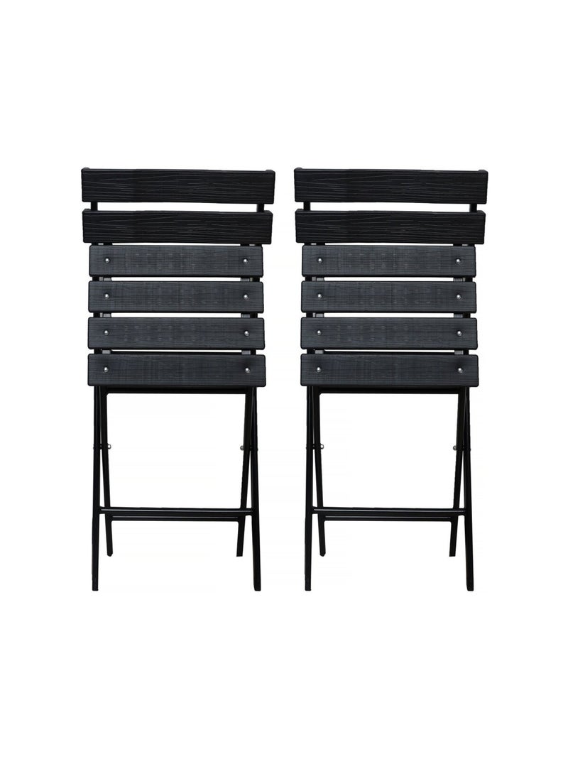Lot de 2 chaises de jardin pliable en plastique gris anthracite - Kiabi