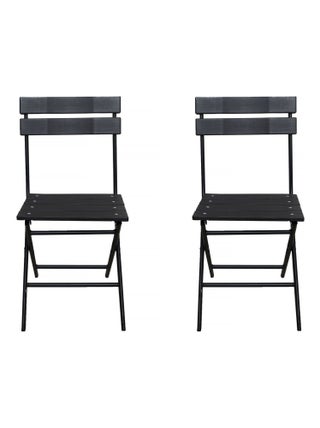 Lot de 2 chaises de jardin pliable en plastique "Tenerife" - Gris anthracite