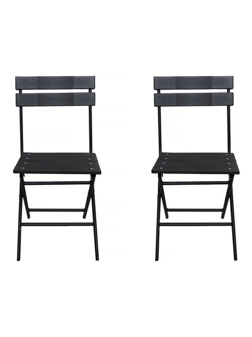 Lot de 2 chaises de jardin pliable en plastique "Tenerife" - Gris anthracite - Kiabi