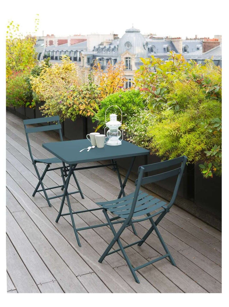 Lot de 2 chaises de jardin pliables en métal Greensboro Bleu - Kiabi