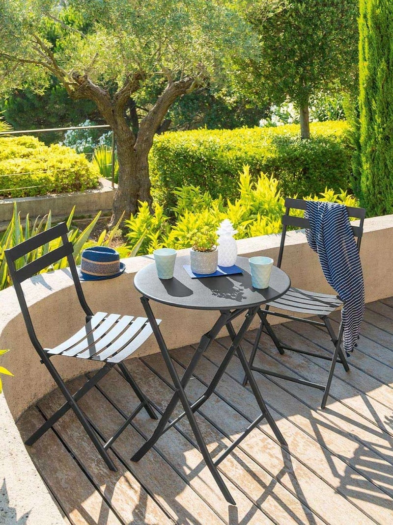 Lot de 2 chaises de jardin pliantes en métal GREENSBORO Gris foncé - Kiabi