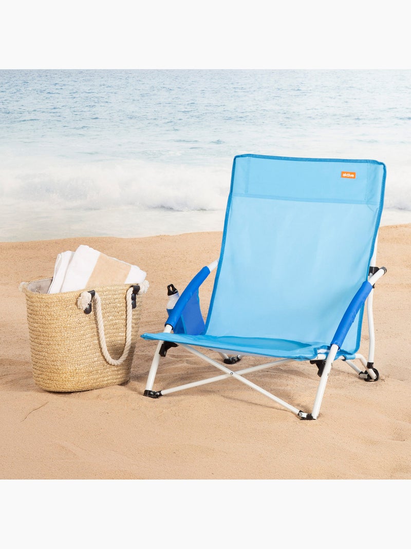 Lot de 2 chaises de plage basses fixes 50x49x66 cm Bleu - Kiabi